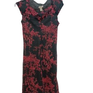 I.V.Y. midi dress size 10 black red floral